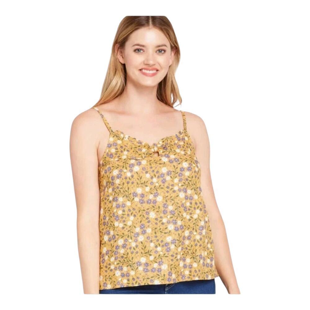 ModCloth Floral Linen Blend Tank Small Cottagecore Boho Summer Top